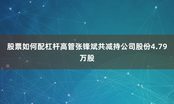 股票如何配杠杆高管张锋斌共减持公司股份4.79万股
